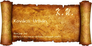 Kovács Urbán névjegykártya